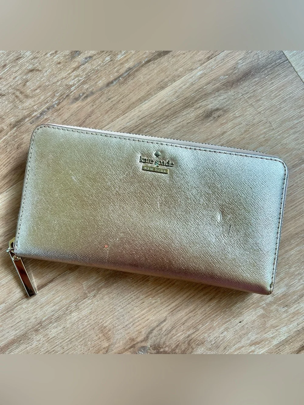 Kate Spade rose gold long zip wallet